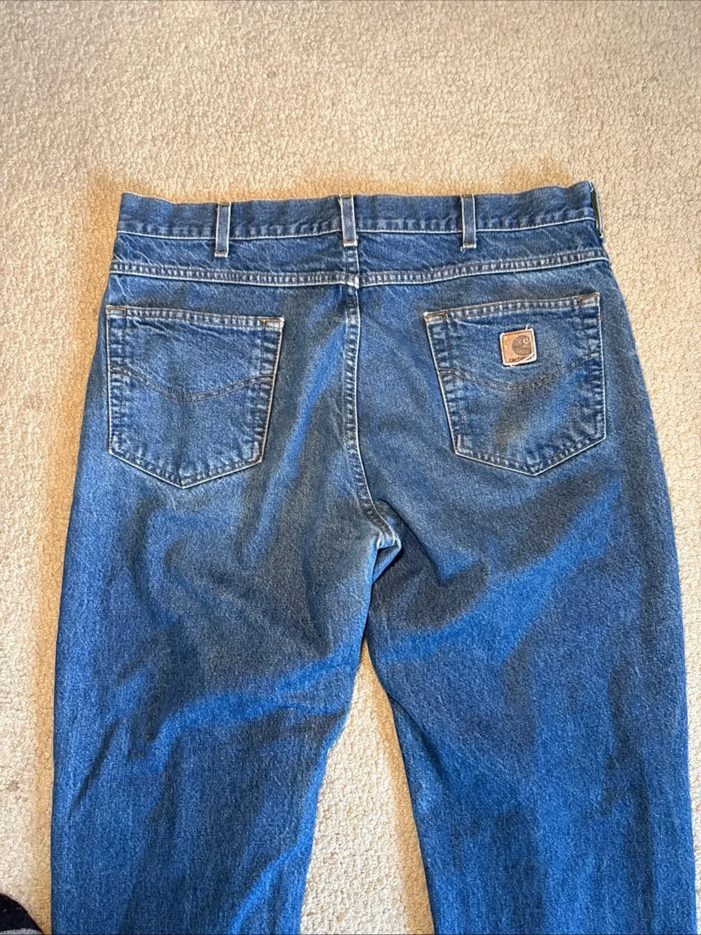 Vintage Carhartt Denim Relaxed Fit Jeans Leather Patch 2002 Workwear | 38Wx34L - Picture 8 of 8